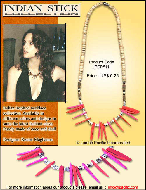 JPCP511 - Indian inspired necklace collection. Available in different colors and designs to suite the latest fashion craze. Purely made of coco and shell. 