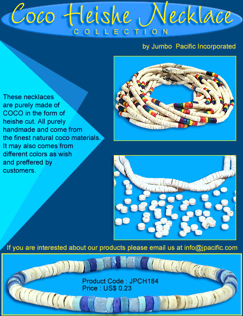 JPCH184 - These necklaces are purely made of COCO in the form of heishe cut. All purely handmade and come from the finest natural coco materials. It may also comes from different colors as wish and preffered by customers. 