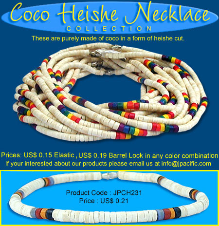 JPCH231 - These necklaces are purely made of COCO in the form of heishe cut. All purely handmade and come from the finest natural coco materials. It may also comes from different colors as wish and preffered by customers. 