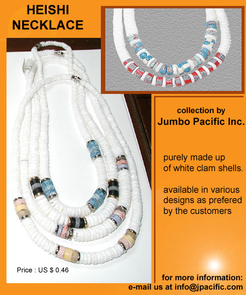 Shell Heishe Necklace. Purely made up of white clam shells. 