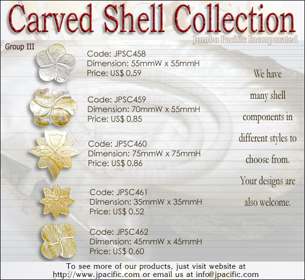 JPSC458, JPSC459, JPSC460, JPSC461, JPSC462 - Carved Shell Collection 