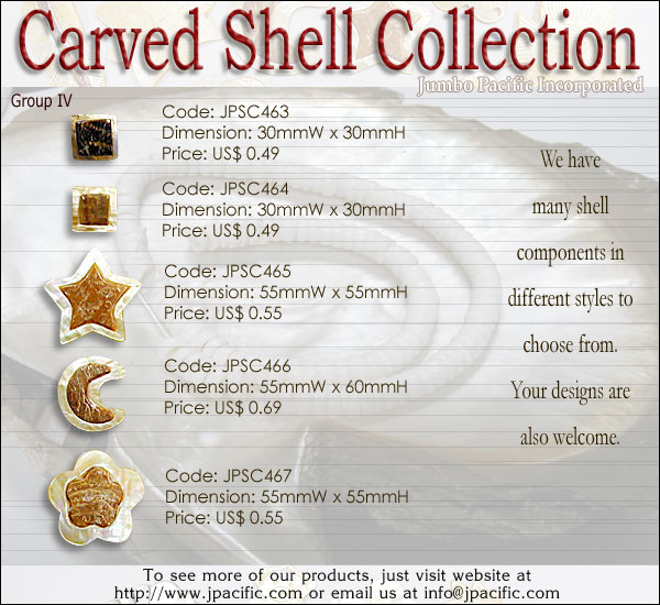 JPSC463, JPSC464, JPSC465, JPSC466, JPSC467 - Carved Shell Collection 