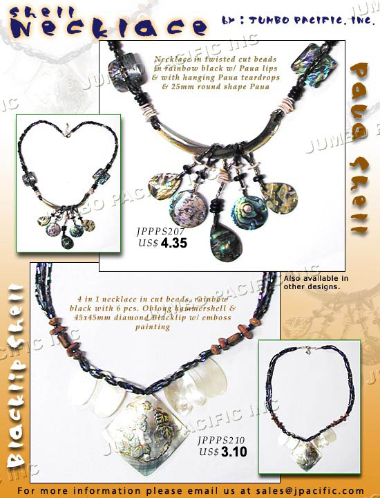 JPPPS207, JPPPS210 - Assorted shell pendants necklaces. 