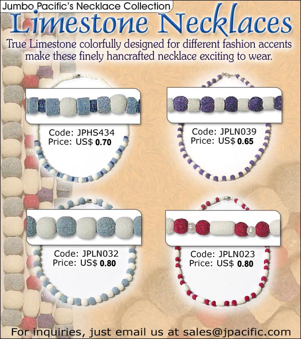 JPHS434, JPLN039, JPLN032, JPLN023 - Graduated Lime Stone Necklaces Collection 