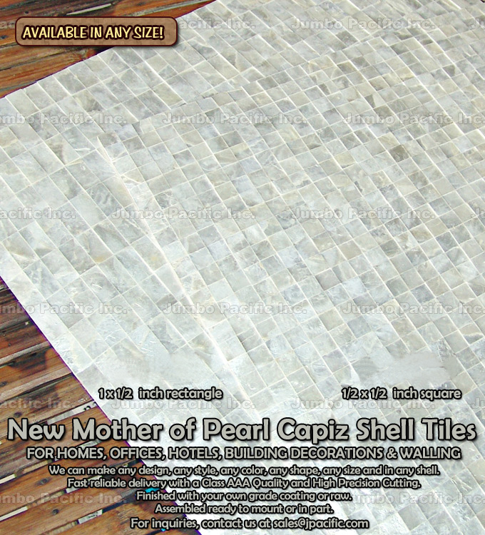 Mother of Pearl capiz shell tiles natural stone walling for homes and offices Natural stone capiz wall covering in different colors, design, size and shape. Beautiful natural wall covering and surfacing perfectly handmade by Jumbo Pacific Inc for export.