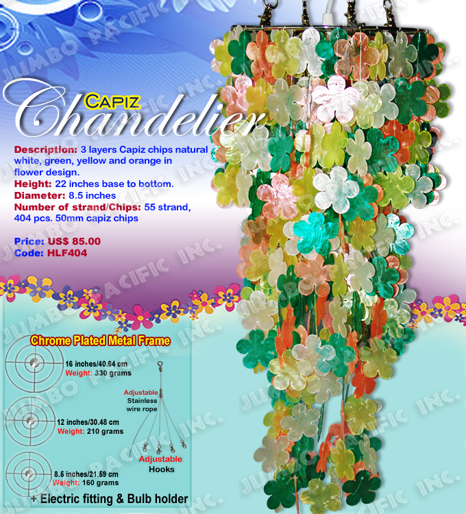 Flower Shape Capiz Chandelier The Cheapest Manufacturer and wholesaler of all natural and multi colored, small or long size capiz chandelier in the Philippines.
