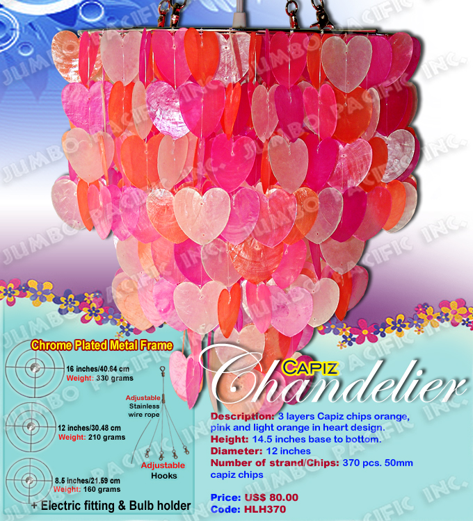 Heart Shape Pink Capiz Chandelier The Cheapest Manufacturer and wholesaler of all natural and multi colored, small or long size capiz chandelier in the Philippines.