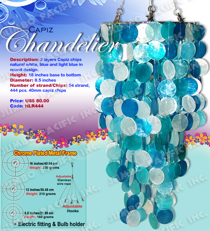 3 layer Colorful Blue Capiz Chandelier The Cheapest Manufacturer and wholesaler of all natural and multi colored, small or long size capiz chandelier in the Philippines.